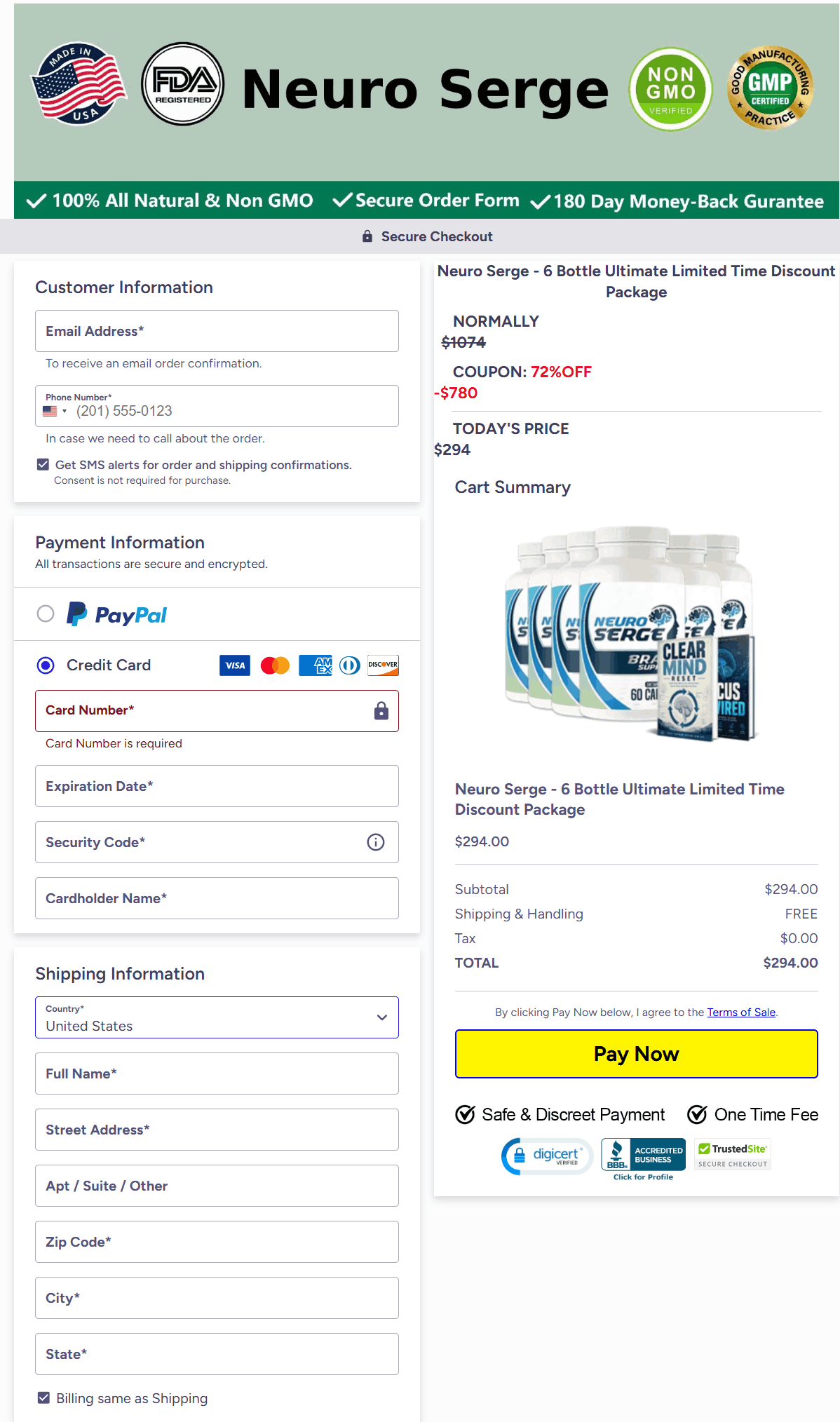 Neuro-Serge-checkout-page
